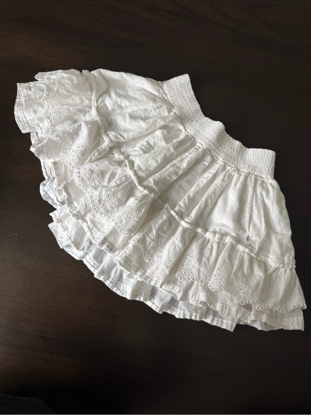 Abercrombie Kids White Eyelet Tiered Ruffle Cotton Skirt Girls 11/12 L